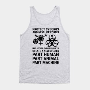 protect cyborgs - white text Tank Top